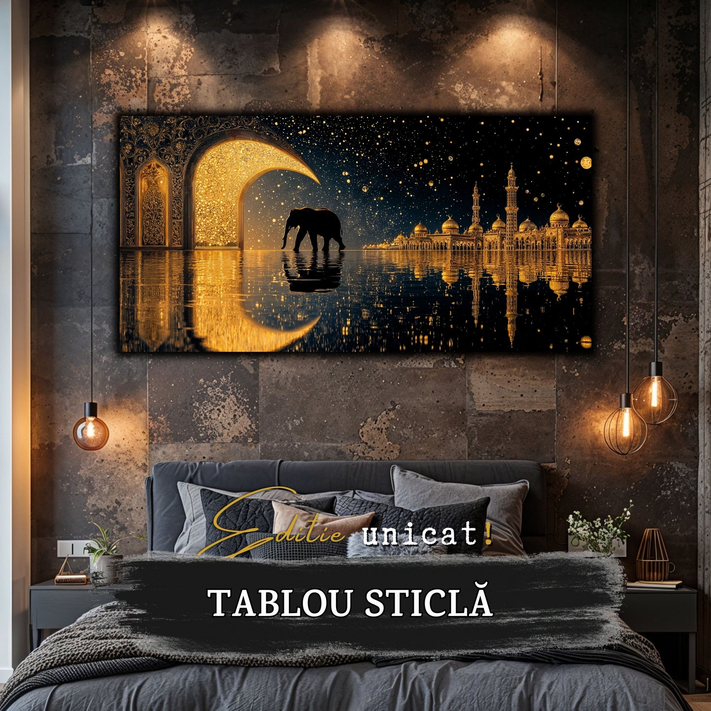 Echoes of Gold - Tablou Sticla - Unicat - no04