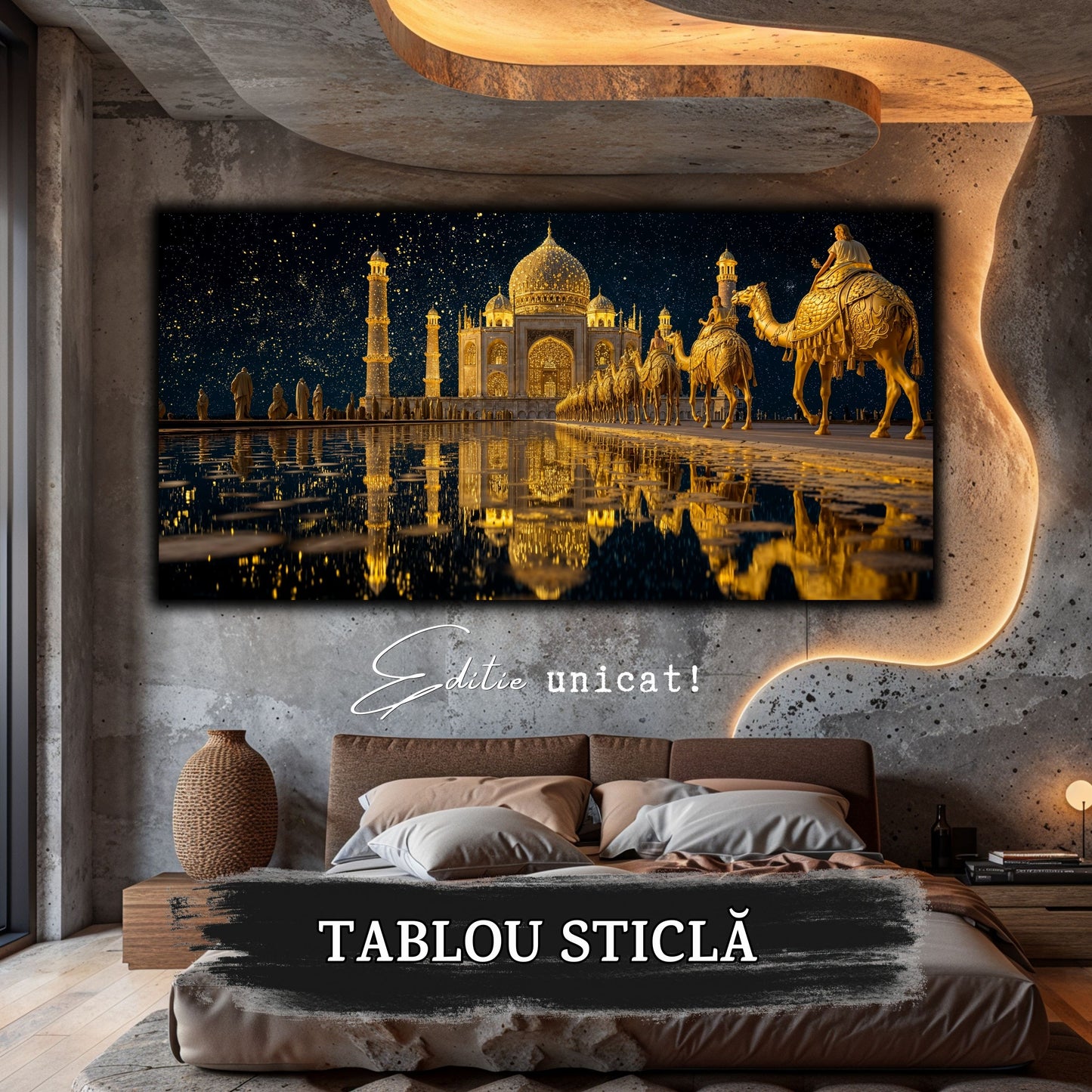 Echoes of Gold - Tablou Sticla - Unicat - no02