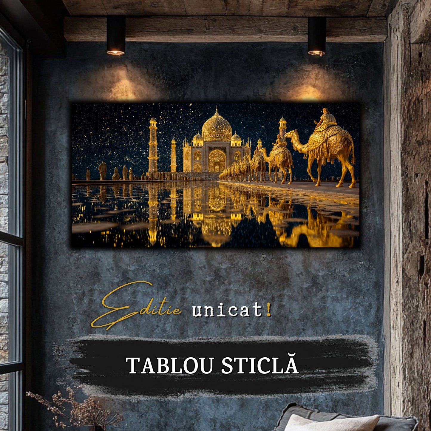 Echoes of Gold - Tablou Sticla - Unicat - no02