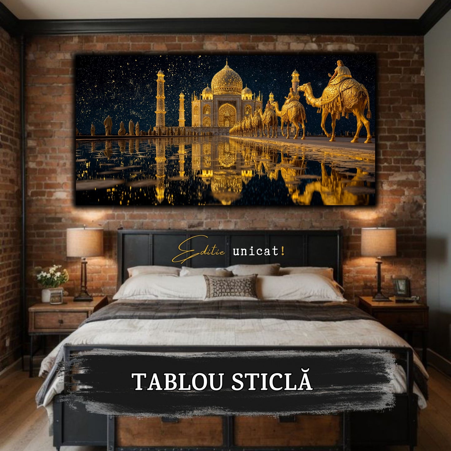 Echoes of Gold - Tablou Sticla - Unicat - no02