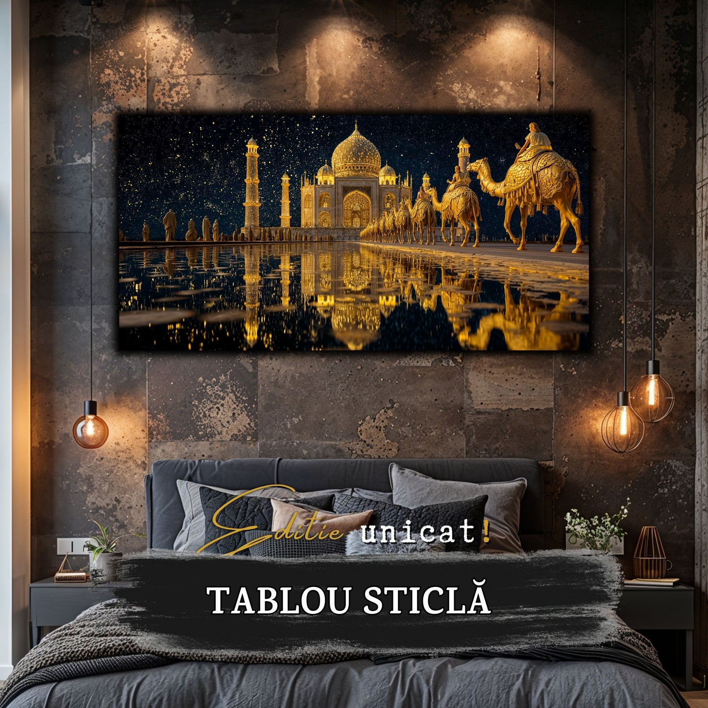 Echoes of Gold - Tablou Sticla - Unicat - no02