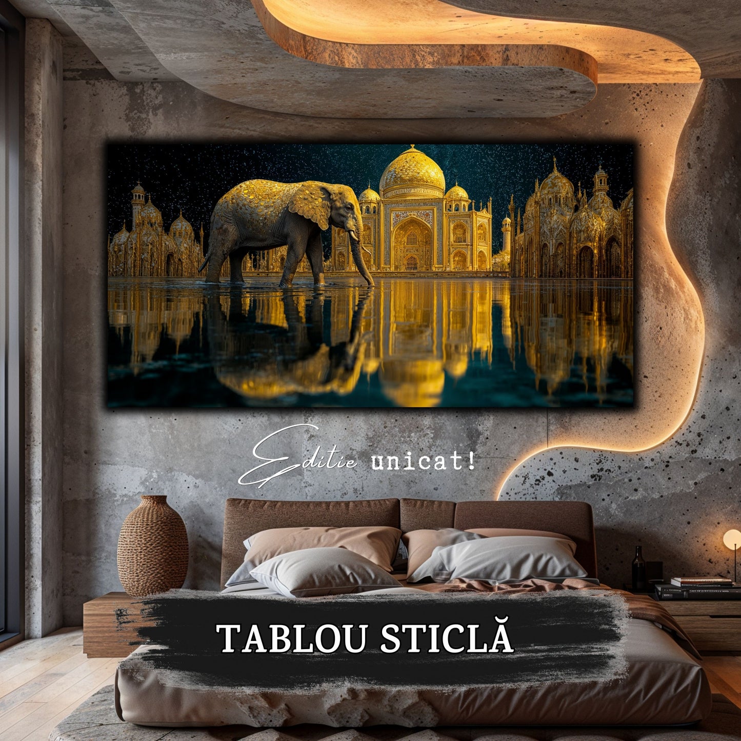 Echoes of Gold - Tablou Sticla - Unicat - no01