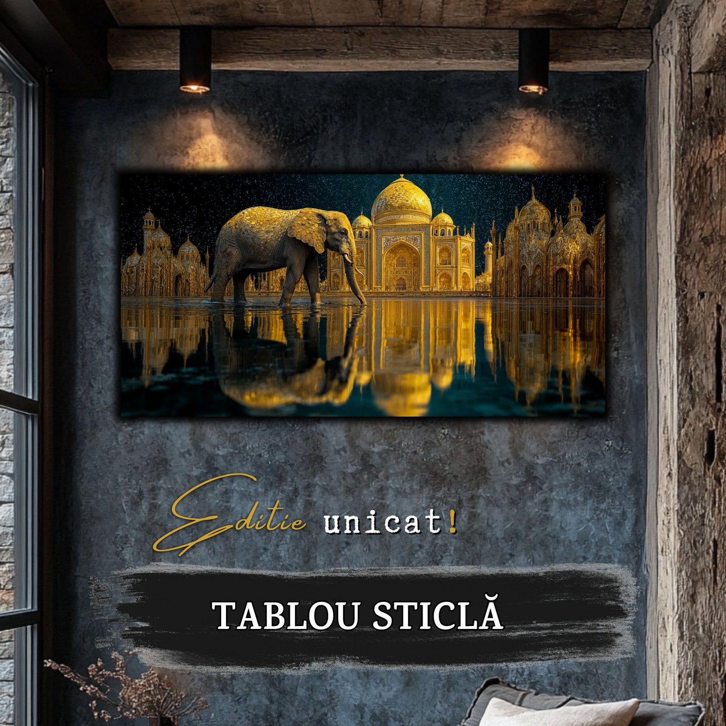 Echoes of Gold - Tablou Sticla - Unicat - no01