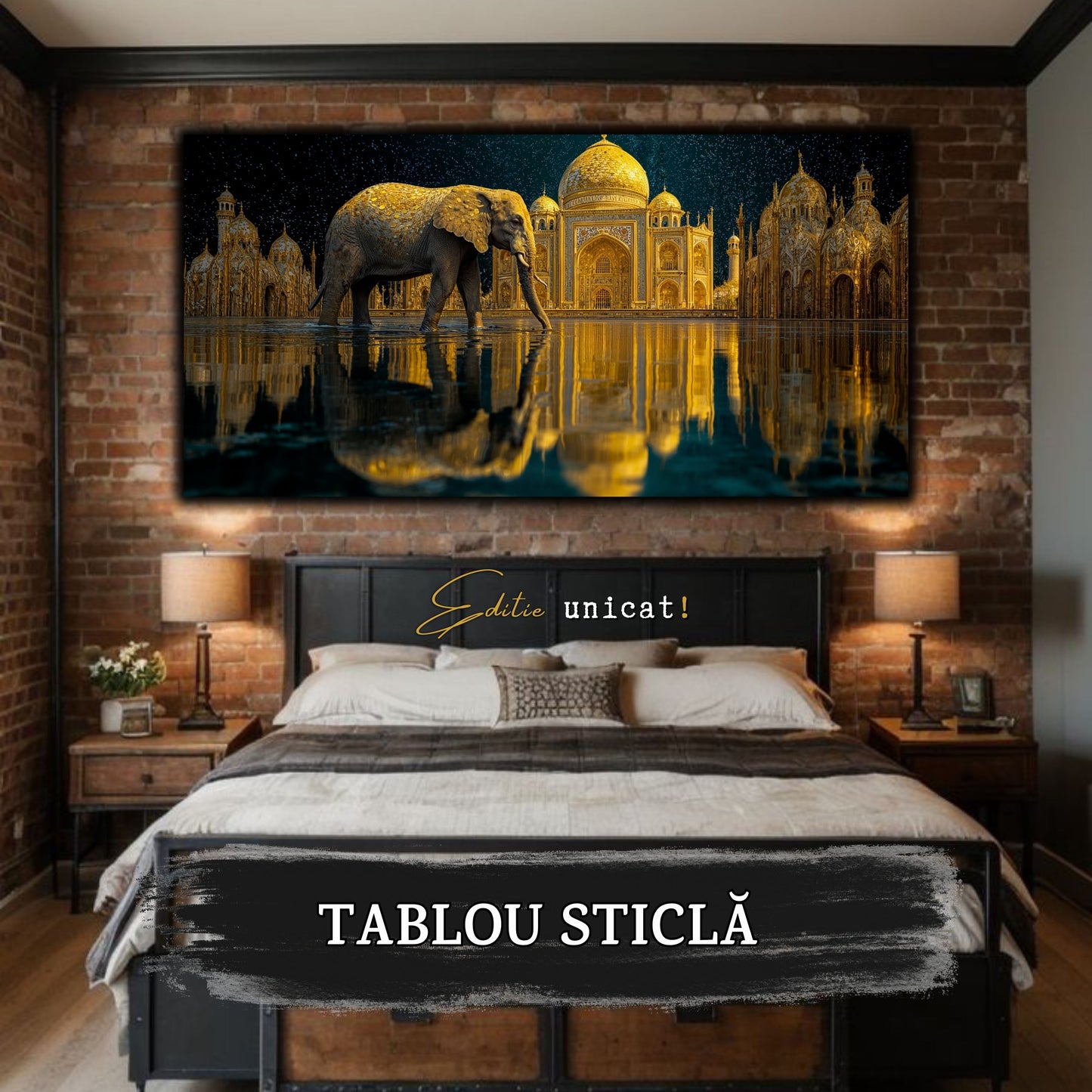 Echoes of Gold - Tablou Sticla - Unicat - no01