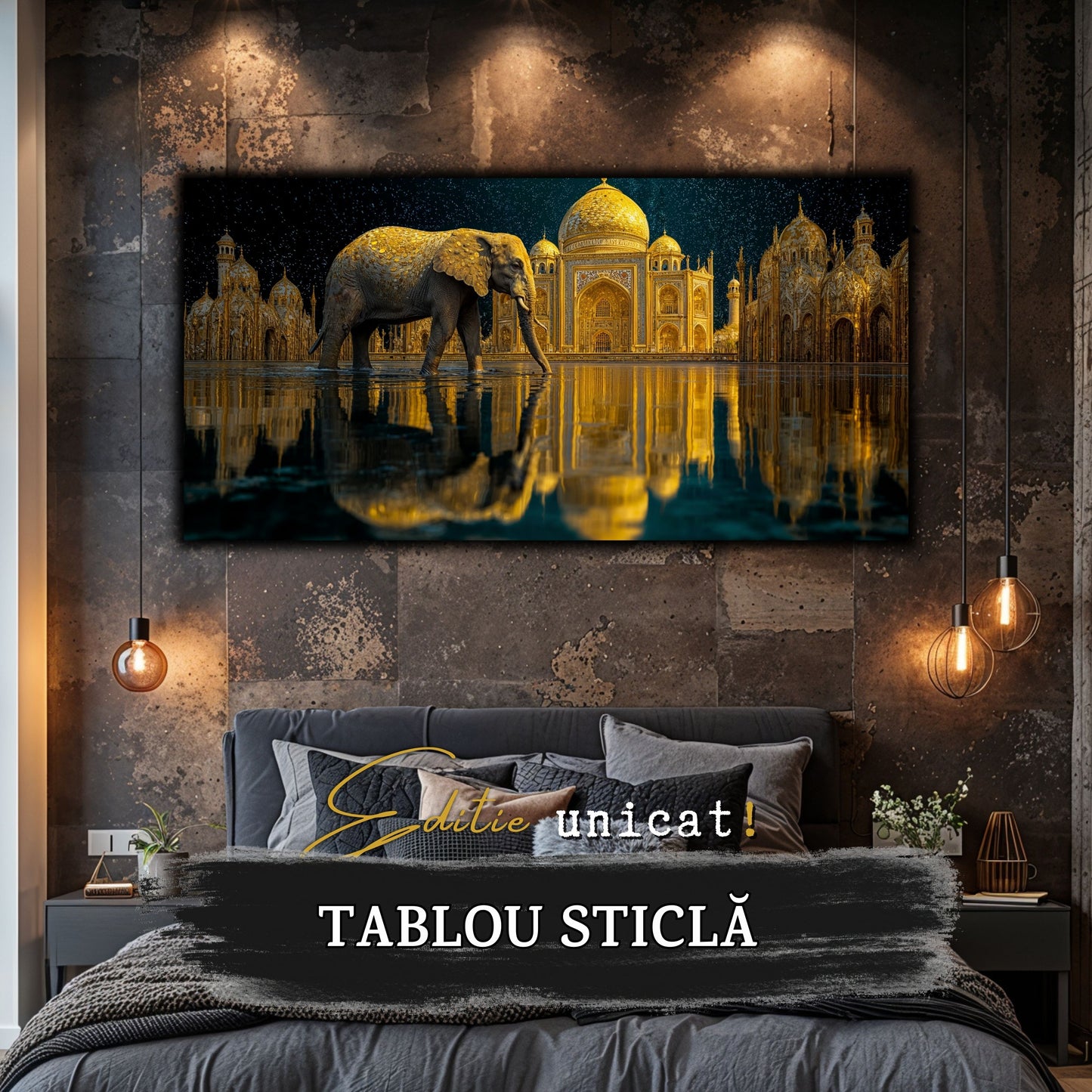 Echoes of Gold - Tablou Sticla - Unicat - no01