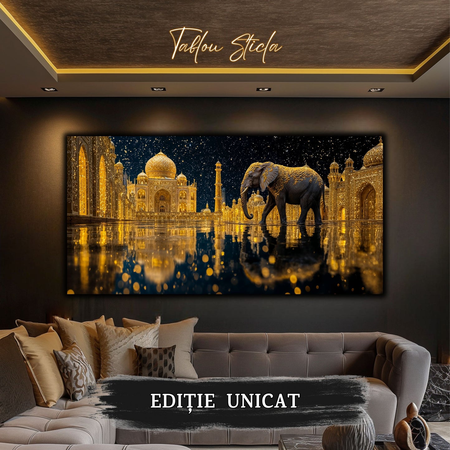 Echoes of Gold - Tablou Sticla - Unicat - no03