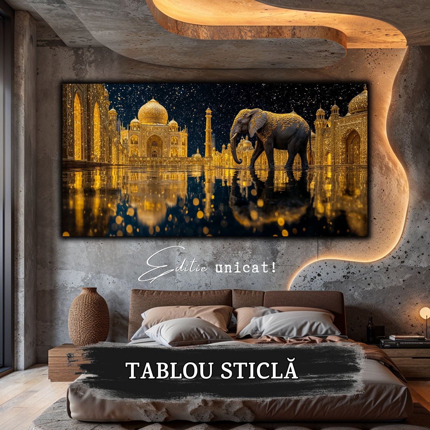 Echoes of Gold - Tablou Sticla - Unicat - no03