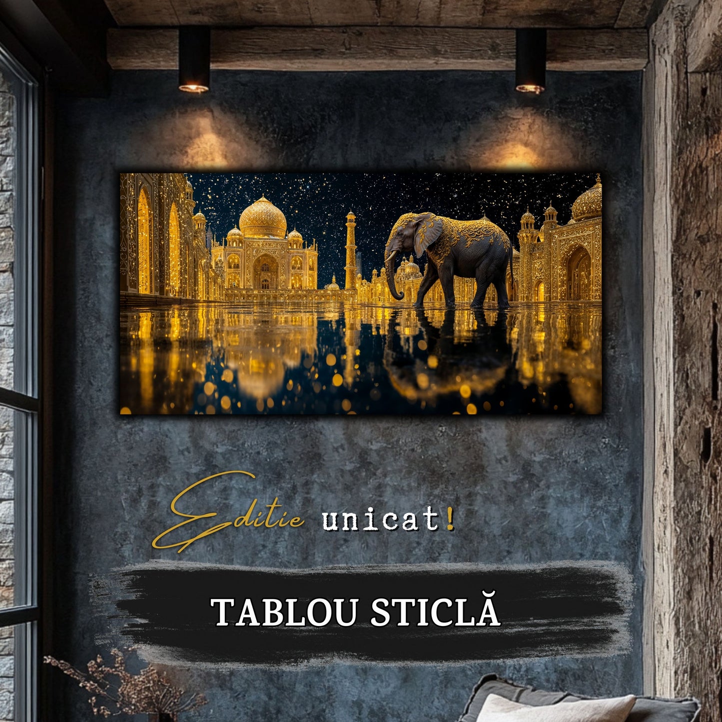 Echoes of Gold - Tablou Sticla - Unicat - no03