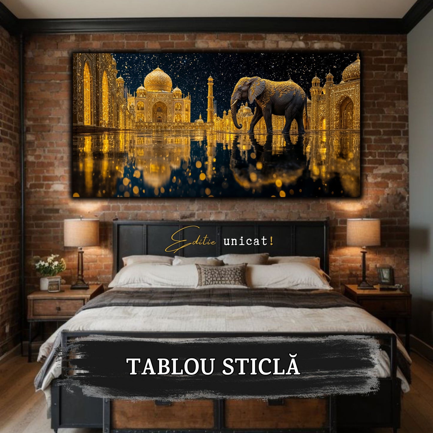 Echoes of Gold - Tablou Sticla - Unicat - no03