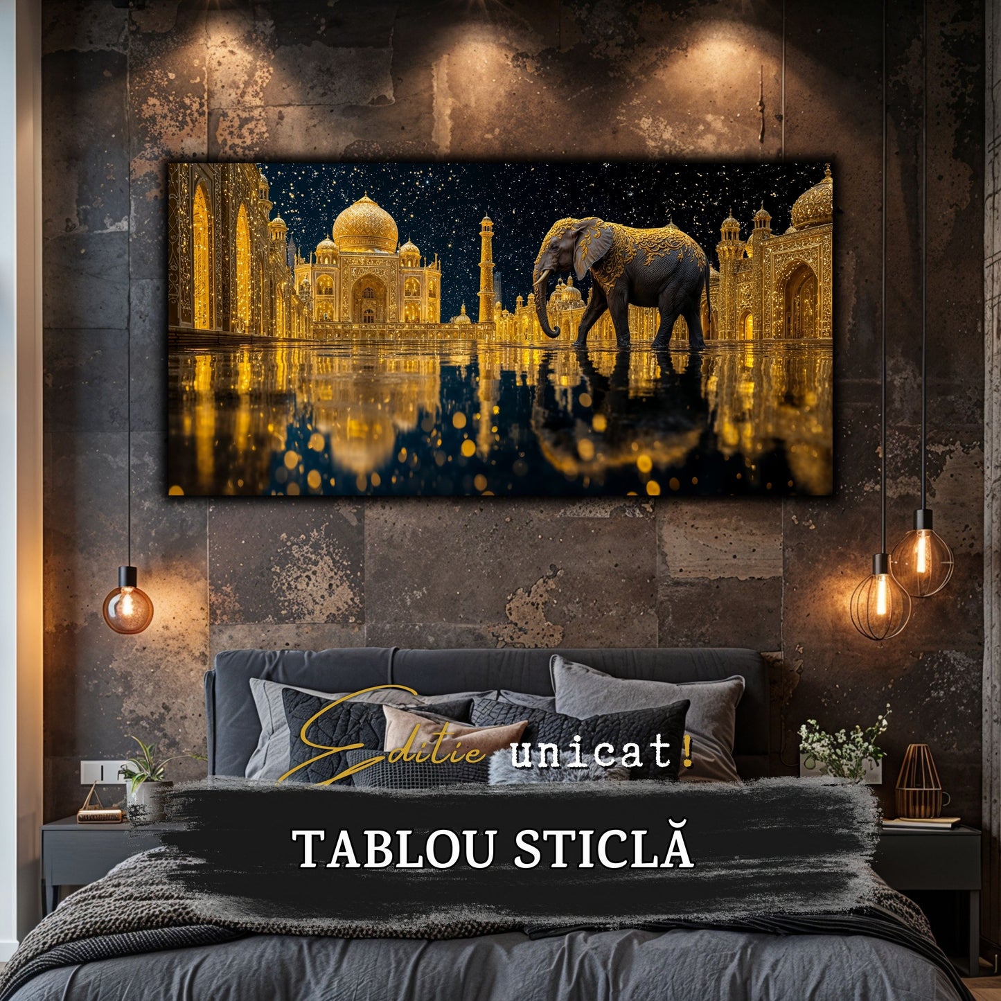 Echoes of Gold - Tablou Sticla - Unicat - no03