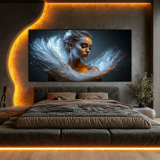 Tablou pe Sticlă Securizată „Originea Stelelor – Întruparea de Argint” – Artă Cosmică din Colecția Celestial Embrace