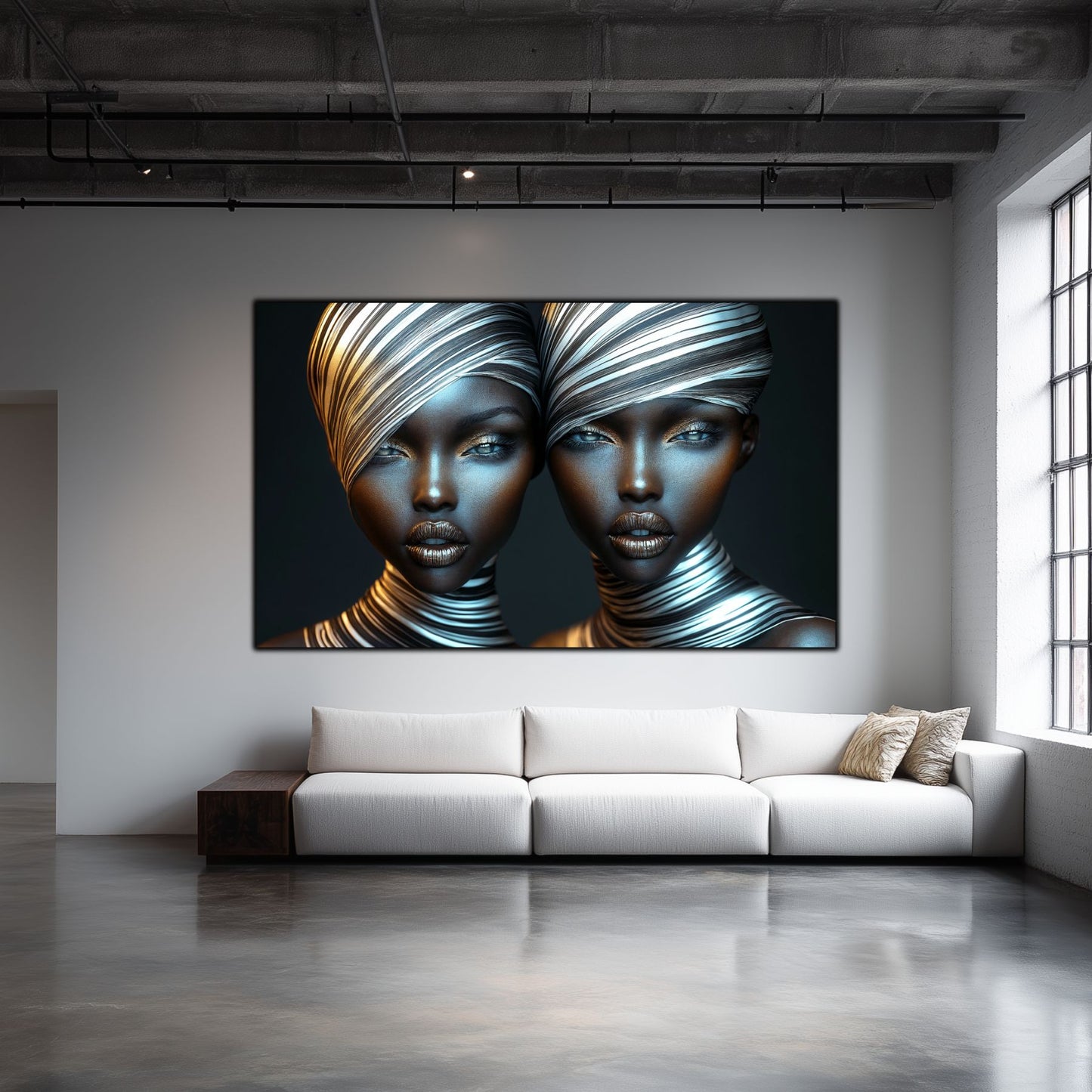 Tablou Modern pt Decorul Livingului - Print UV pe Sticla - „Gemini Souls” - No10