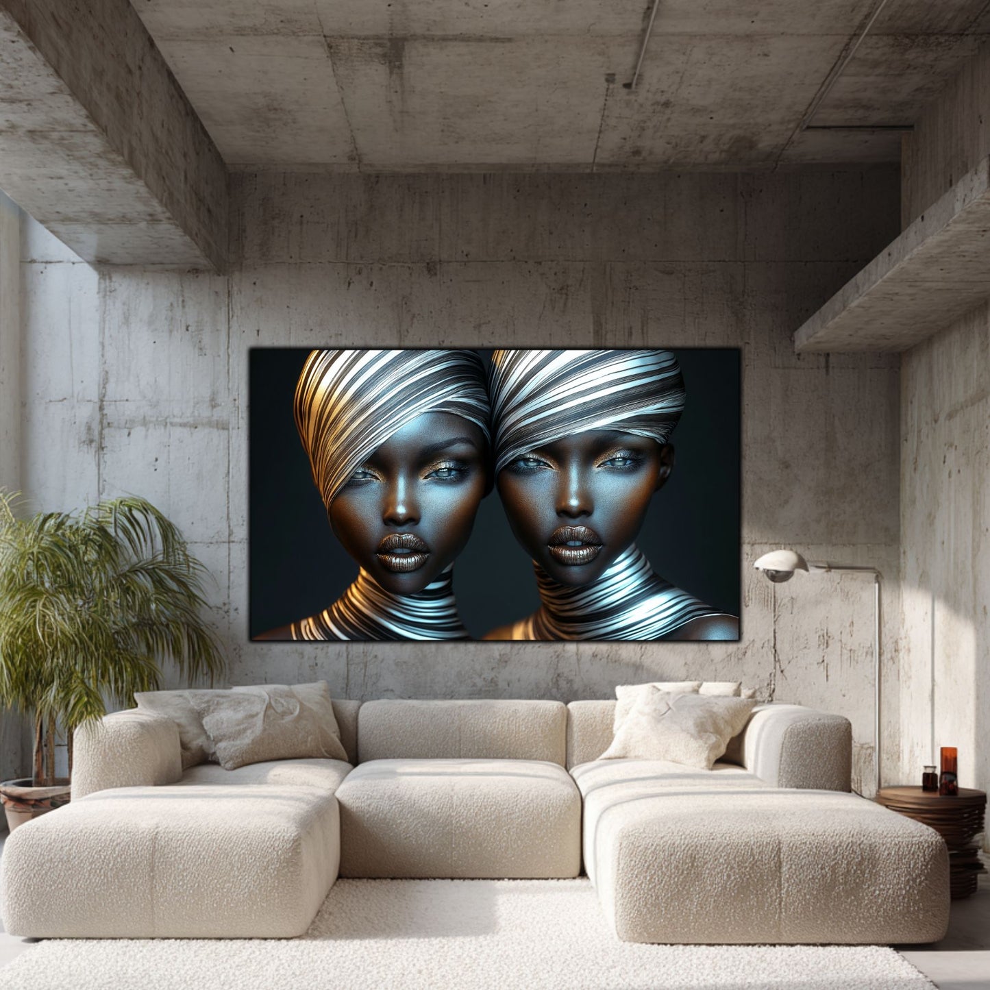 Tablou Modern pt Decorul Livingului - Print UV pe Sticla - „Gemini Souls” - No10