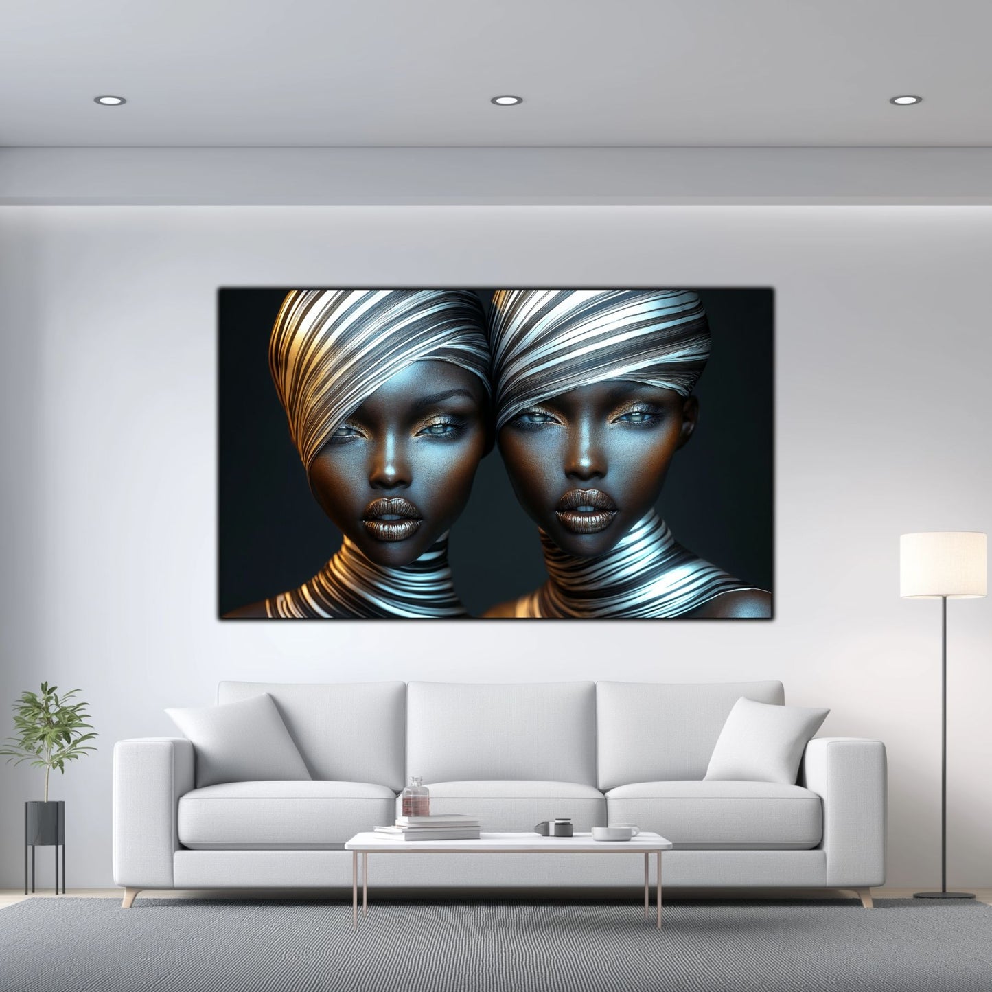 Tablou Modern pt Decorul Livingului - Print UV pe Sticla - „Gemini Souls” - No10