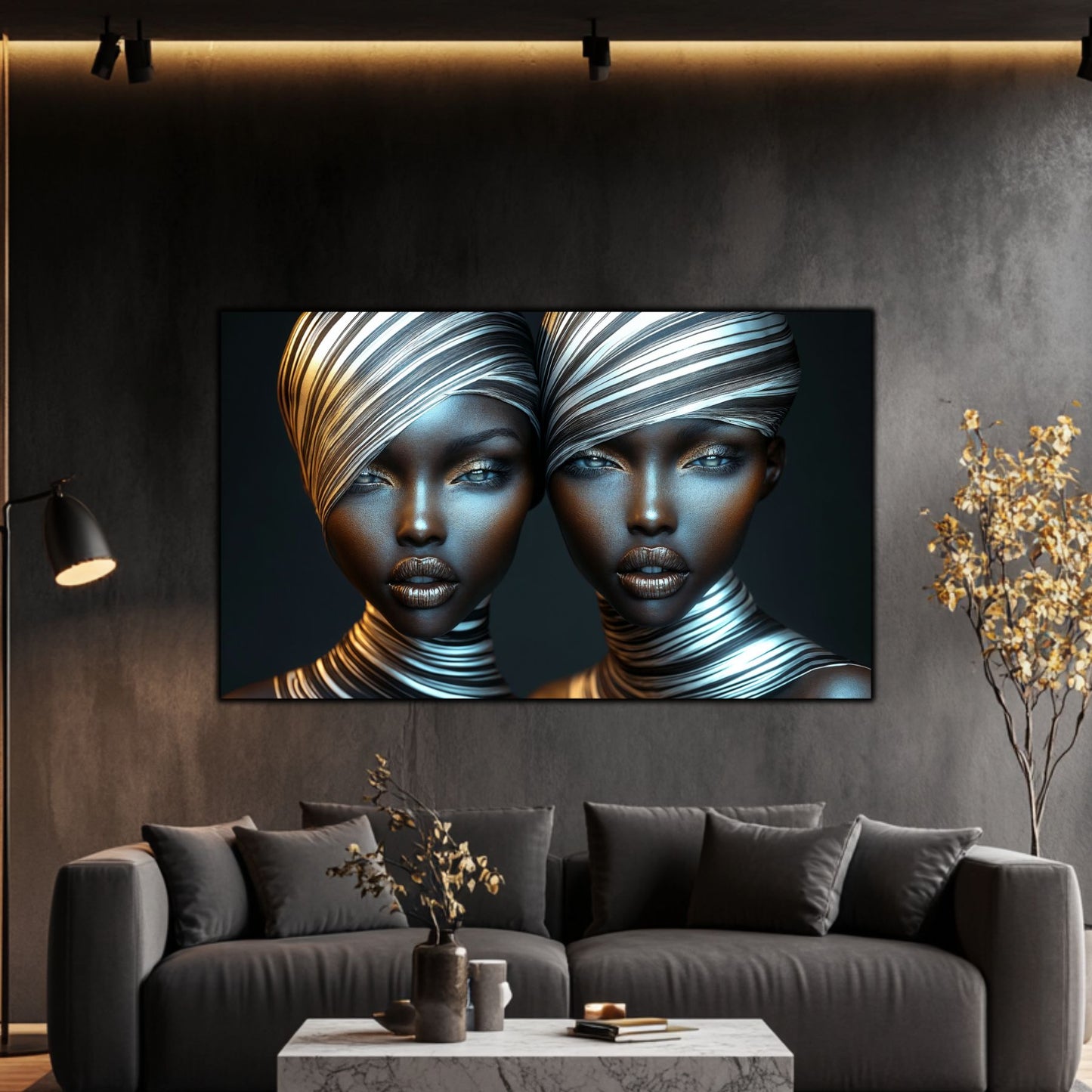 Tablou Modern pt Decorul Livingului - Print UV pe Sticla - „Gemini Souls” - No10