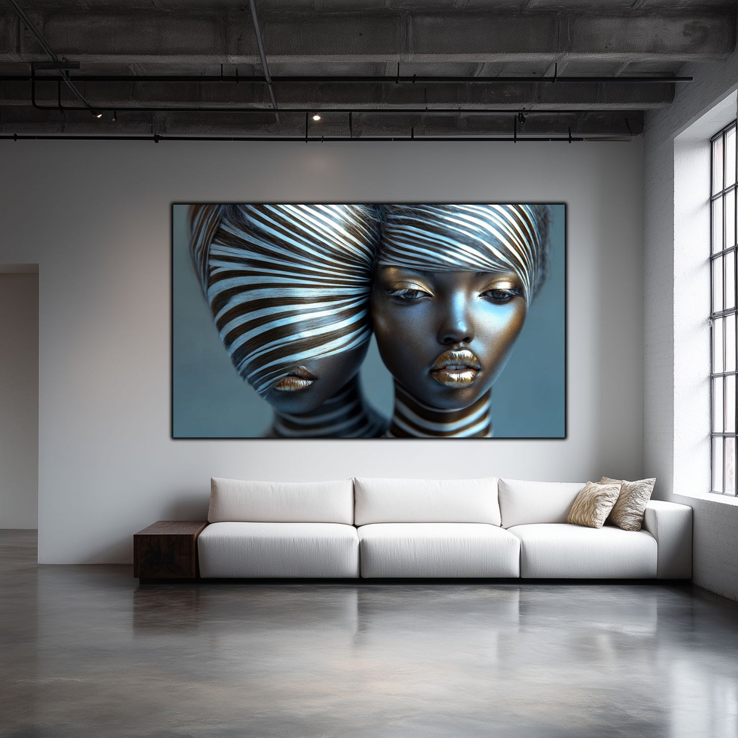 Tablou Modern pt Decorul Livingului - Print UV pe Sticla - „Gemini Souls” - No09