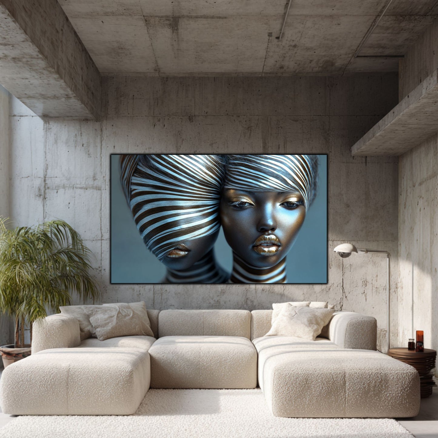Tablou Modern pt Decorul Livingului - Print UV pe Sticla - „Gemini Souls” - No09