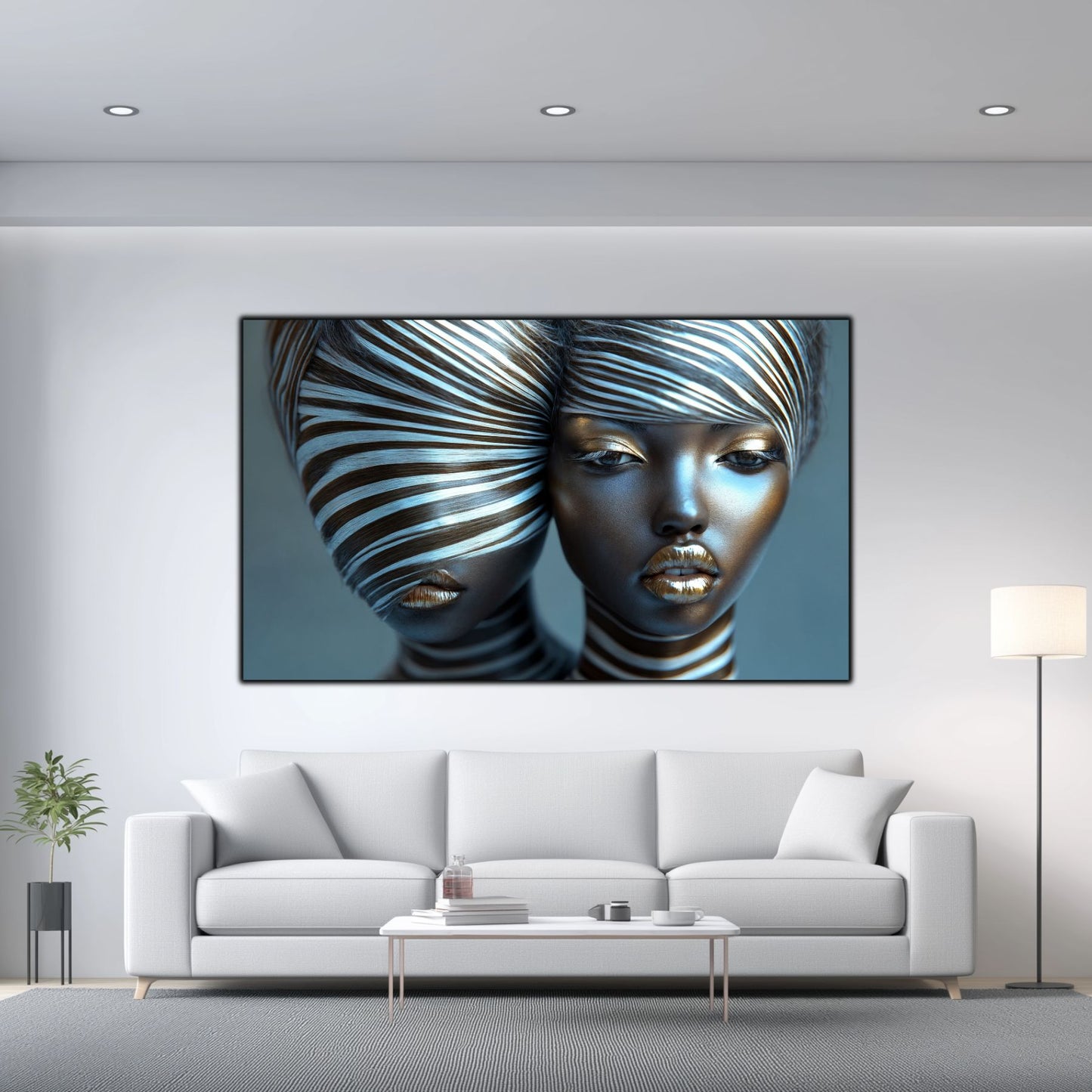 Tablou Modern pt Decorul Livingului - Print UV pe Sticla - „Gemini Souls” - No09