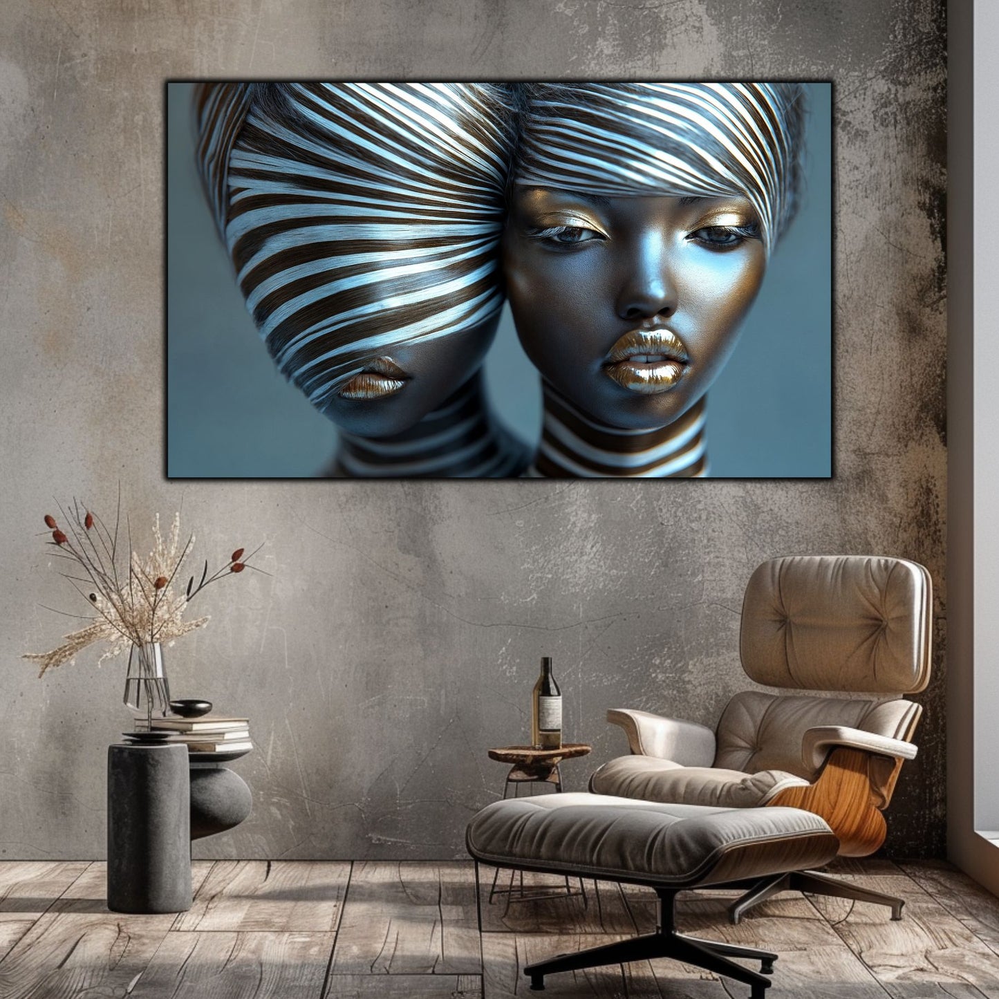 Tablou Modern pt Decorul Livingului - Print UV pe Sticla - „Gemini Souls” - No09