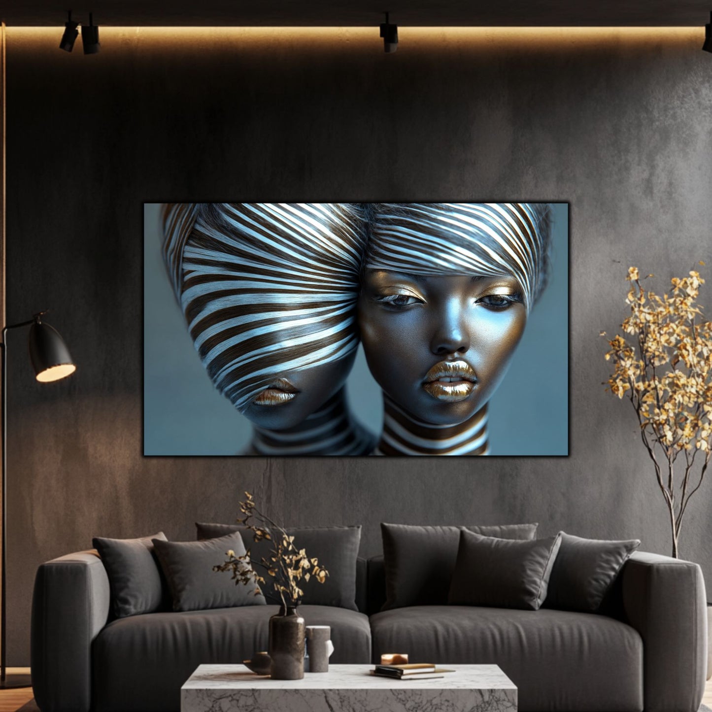 Tablou Modern pt Decorul Livingului - Print UV pe Sticla - „Gemini Souls” - No09