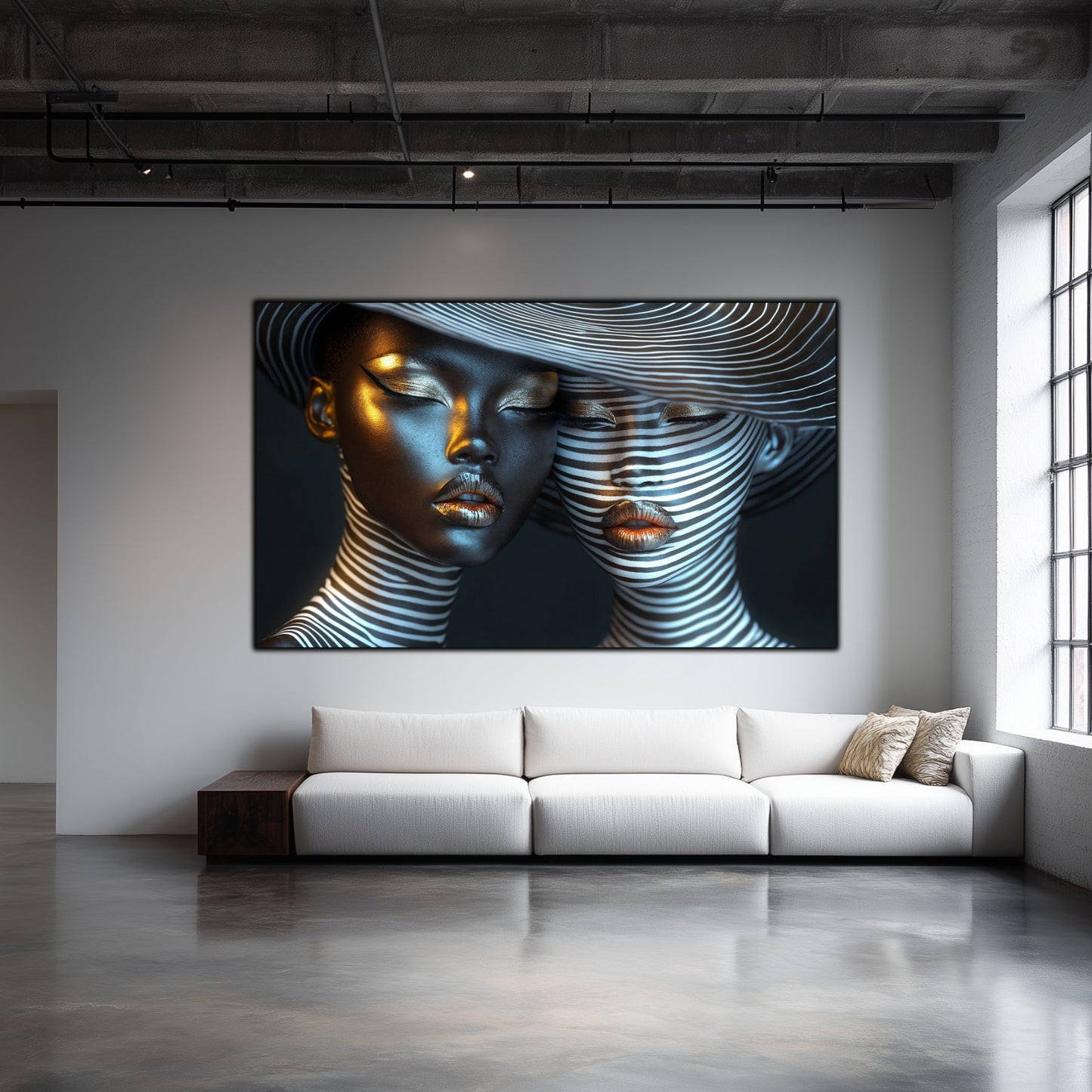 Tablou Modern pt Decorul Livingului - Print UV pe Sticla - „Gemini Souls” - No08