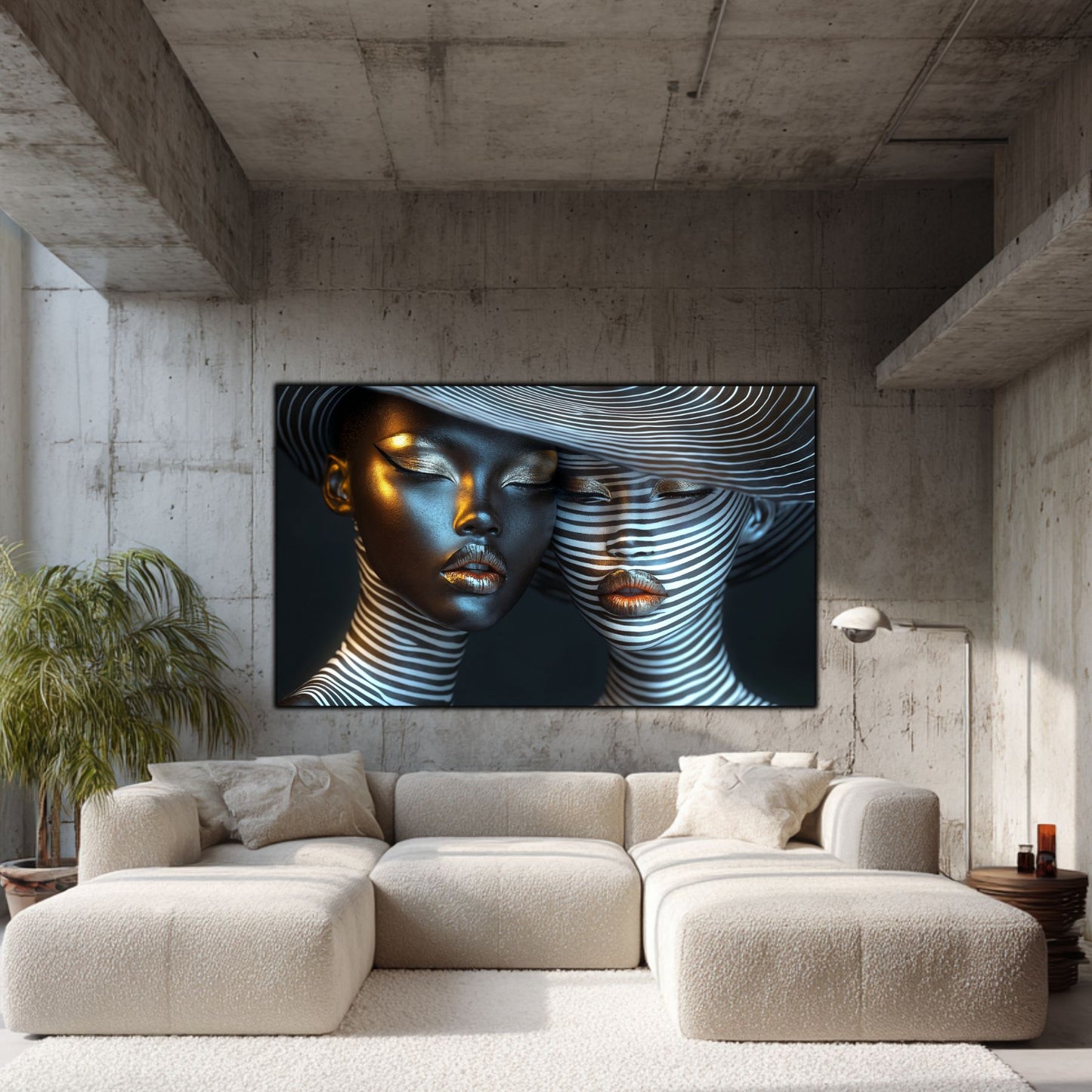 Tablou Modern pt Decorul Livingului - Print UV pe Sticla - „Gemini Souls” - No08