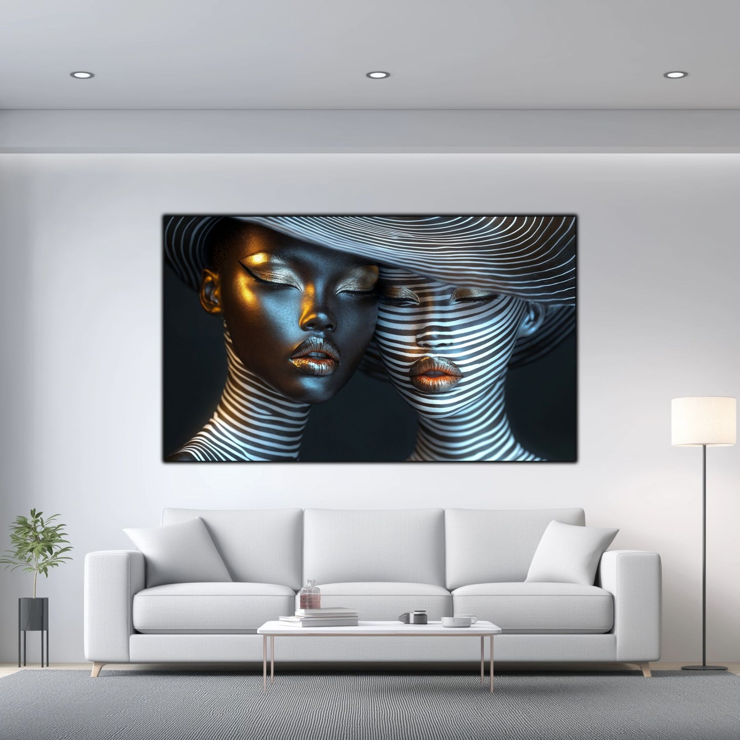 Tablou Modern pt Decorul Livingului - Print UV pe Sticla - „Gemini Souls” - No08