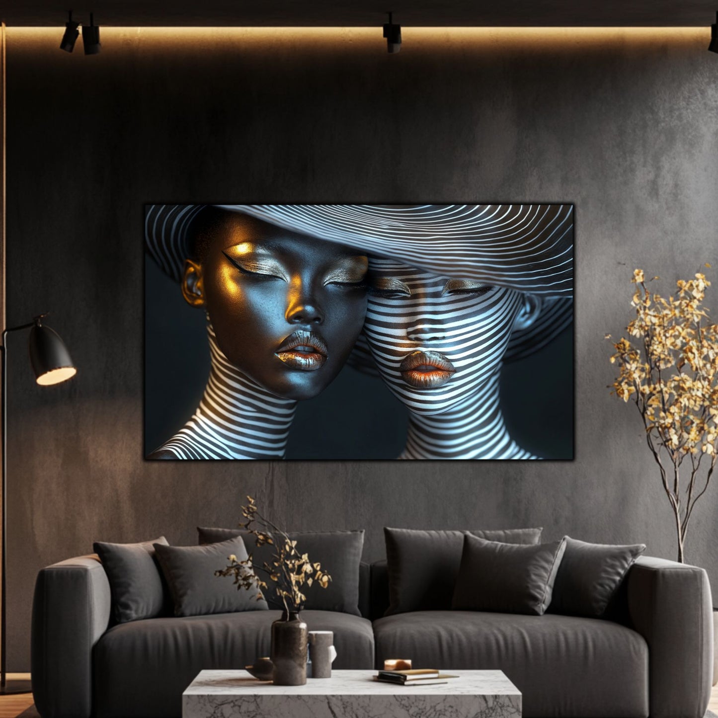 Tablou Modern pt Decorul Livingului - Print UV pe Sticla - „Gemini Souls” - No08