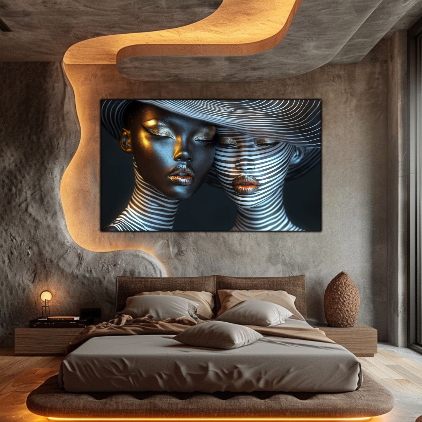 Tablou Modern pt Decorul Livingului - Print UV pe Sticla - „Gemini Souls” - No08