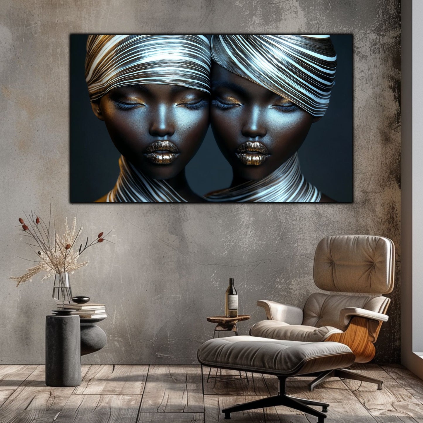 Tablou Modern pt Decorul Livingului - Print UV pe Sticla - „Gemini Souls” - No11