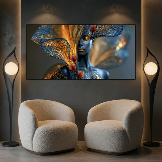 Inner Bloom adaugă profunzime unui living modern prin texturi eterice și reflexii subtile pe sticlă.