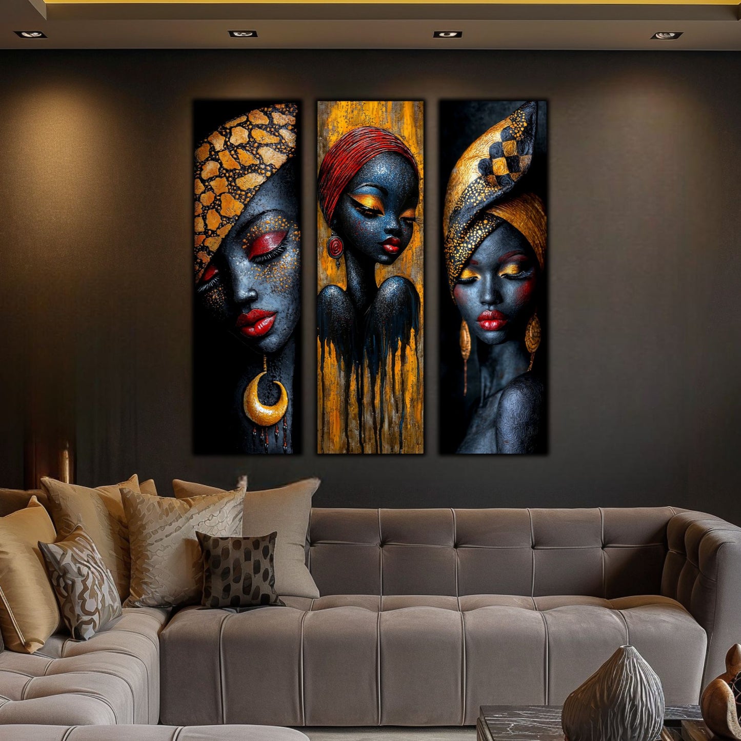 Set Modern de 3 Tablouri pe Sticla Securizata - Decor Elegant pt Living