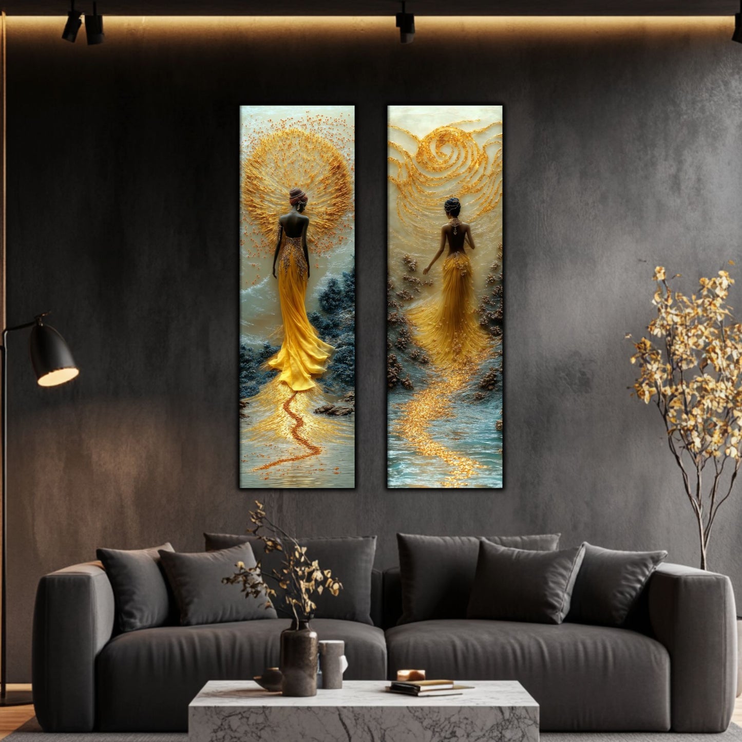 Set 2 Tablouri pt Decorul Modern al Livingului - Print UV pe Sticla - NO10