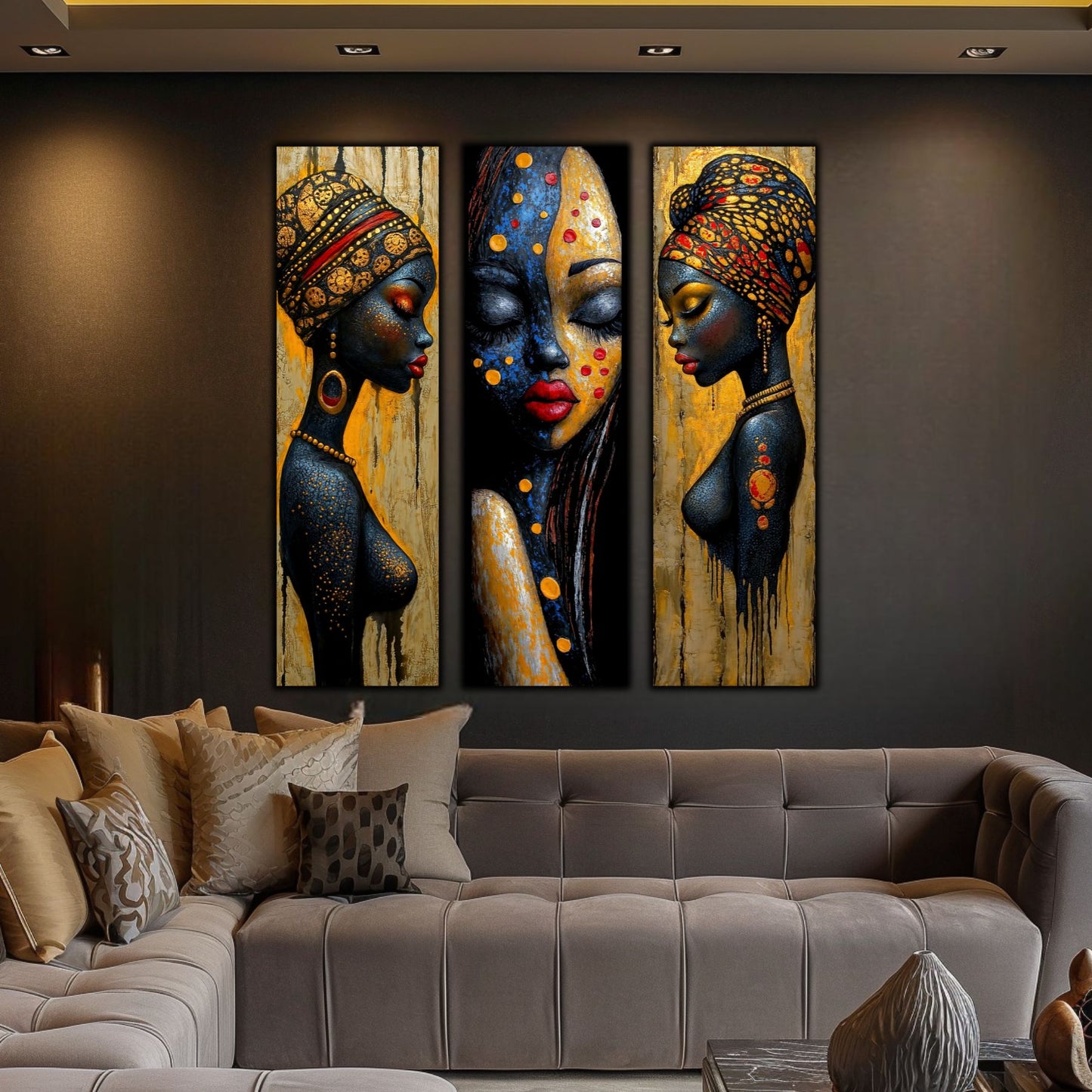 Set Modern de 3 Tablouri pe Sticla Securizata - Decor Elegant pt Living