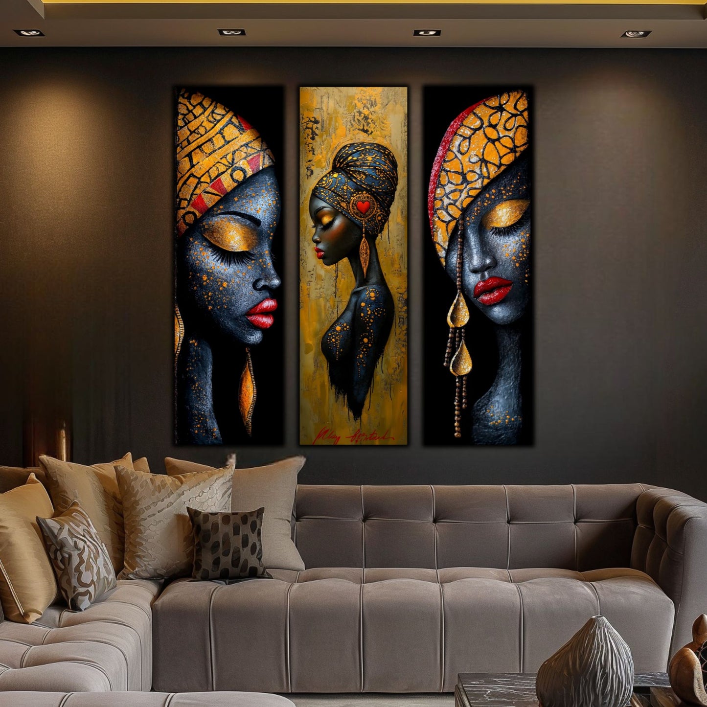 Set Modern de 3 Tablouri pe Sticla Securizata - Decor Elegant pt Living