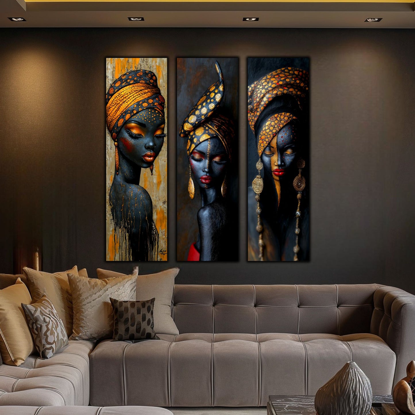 Set Modern de 3 Tablouri pe Sticla Securizata - Decor Elegant pt Living