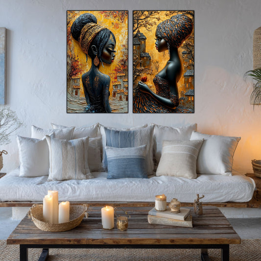 Set 2 Tablouri Elegante din Sticla Securizata - 60x100 cm - Chromatic Vogue 05