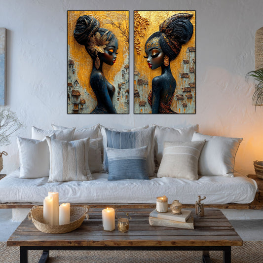 Set 2 Tablouri Elegante din Sticla Securizata - 60x100 cm - Chromatic Vogue 03