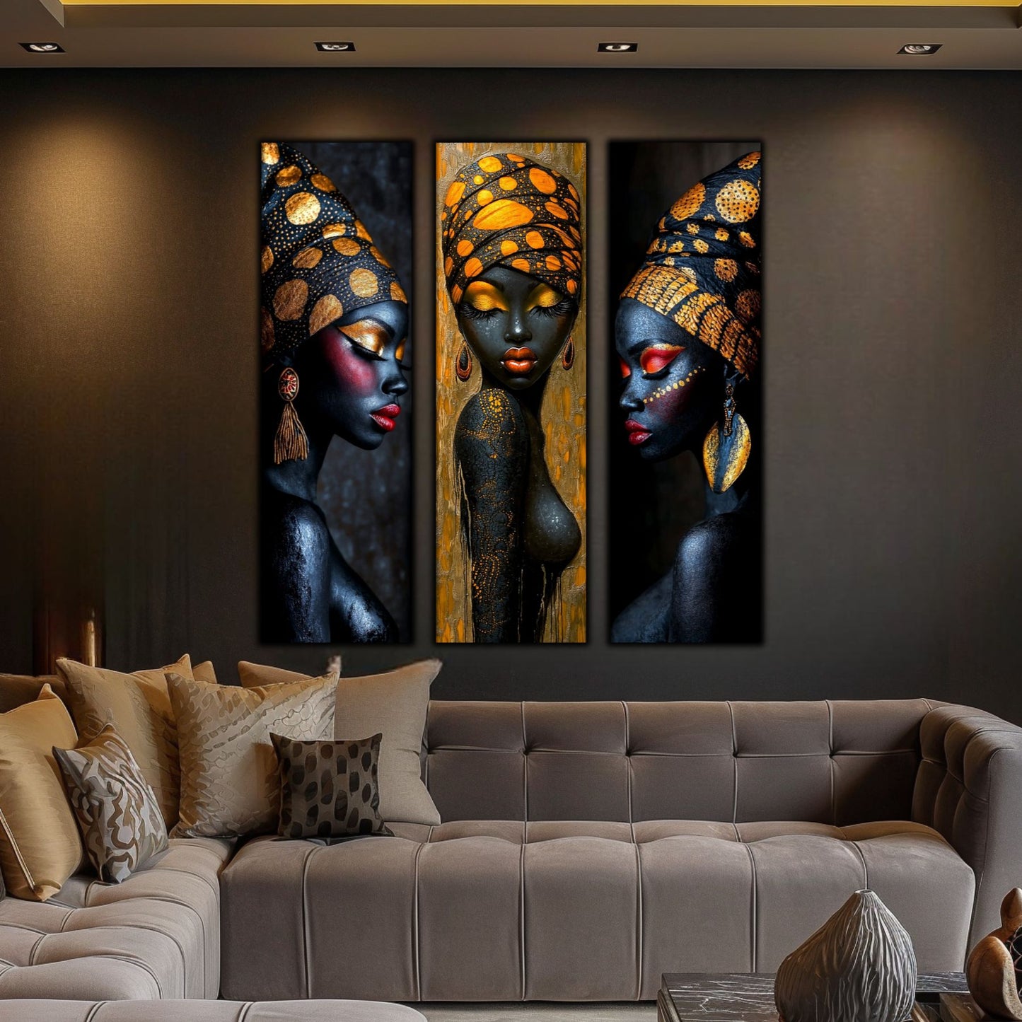 Set Modern de 3 Tablouri pe Sticla Securizata - Decor Elegant pt Living