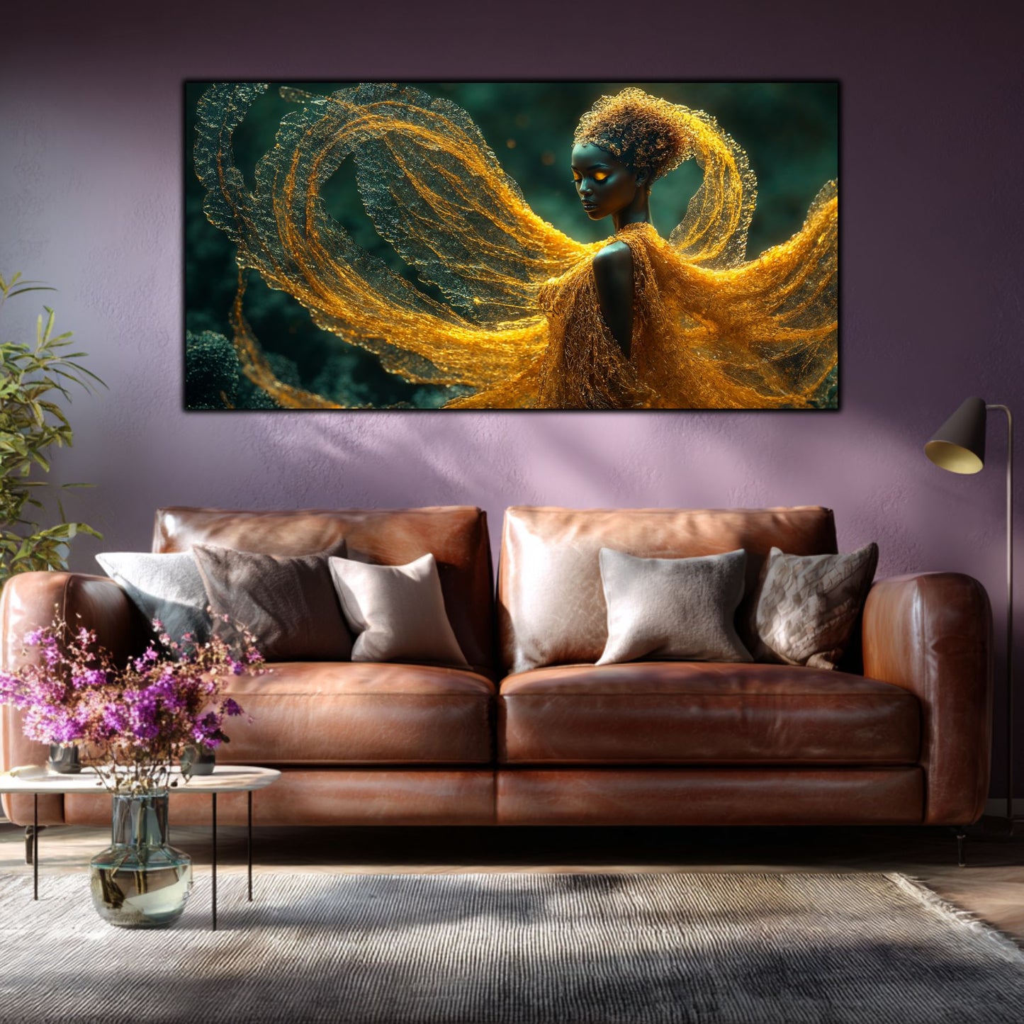 Tablou Abstract Modern „Mantia Aurie” – Decor de Lux pe Sticlă