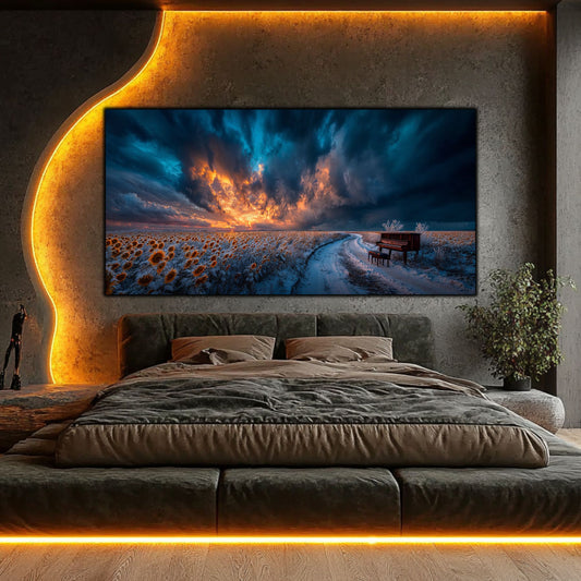 Tablou pe Sticlă Securizată | Calea spre Orizont: Amurgul Elementelor | Ediție Unicat 1/1