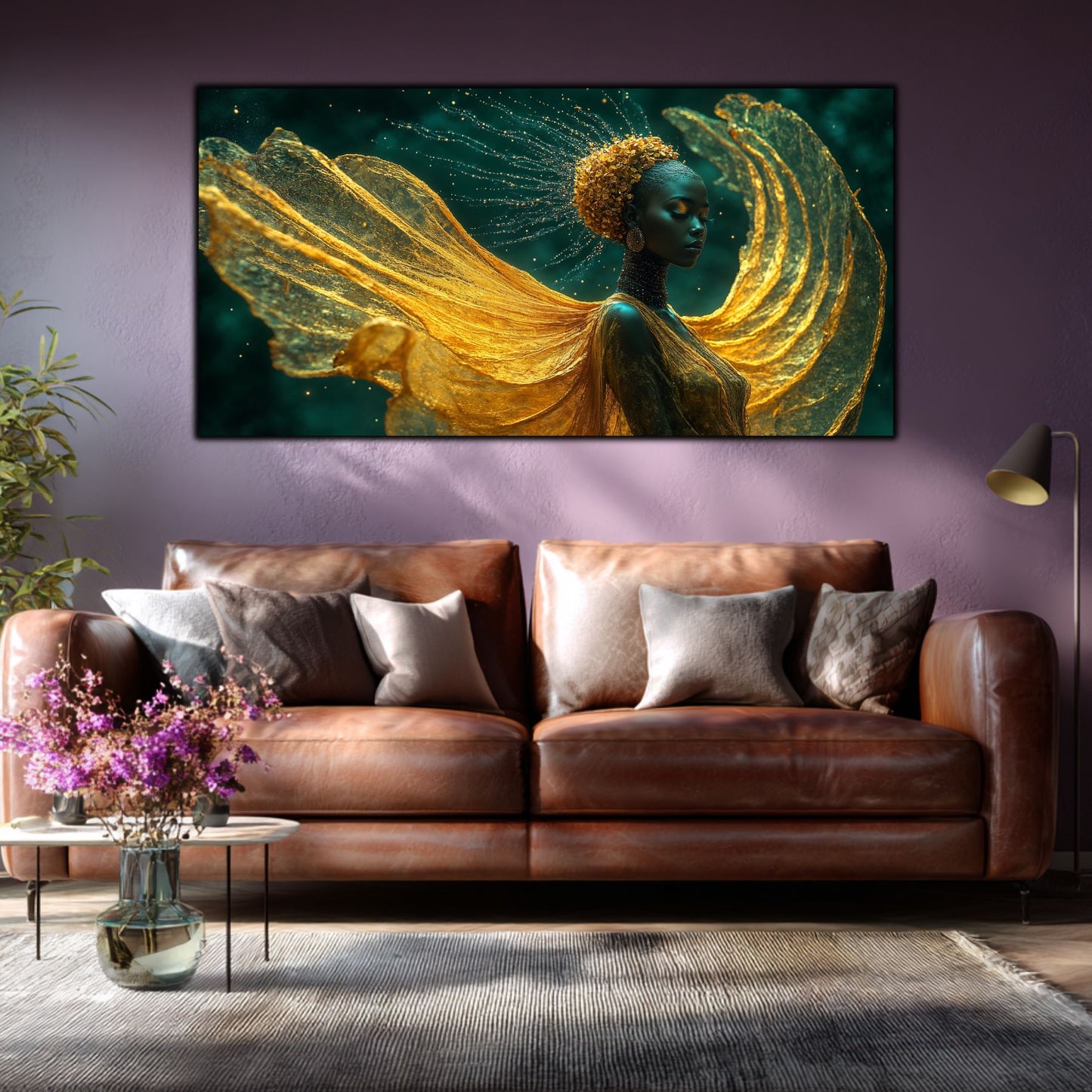 Tablou Abstract Modern „Adierea Aurie” – Artă pe Sticlă de Lux