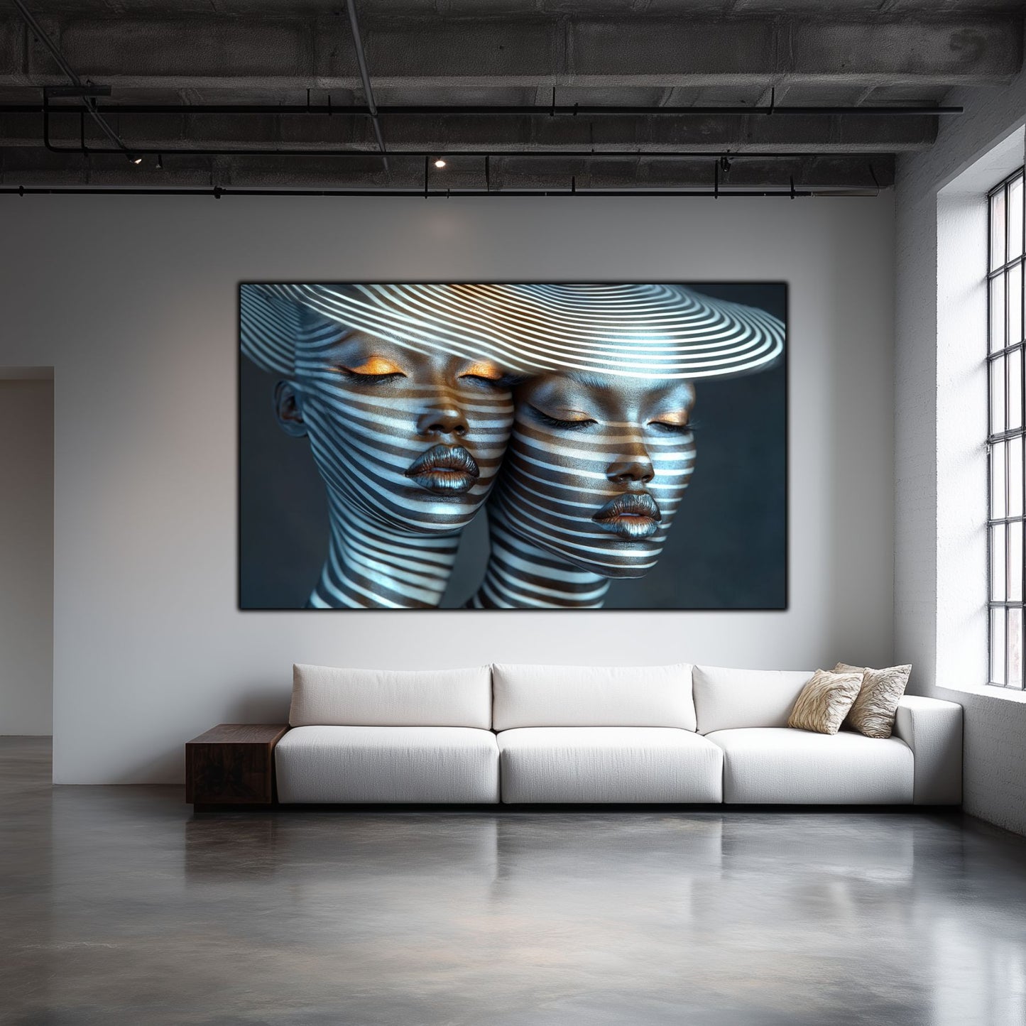 Tablou Modern pt Decorul Livingului - Print UV pe Sticla - „Gemini Souls” - No07