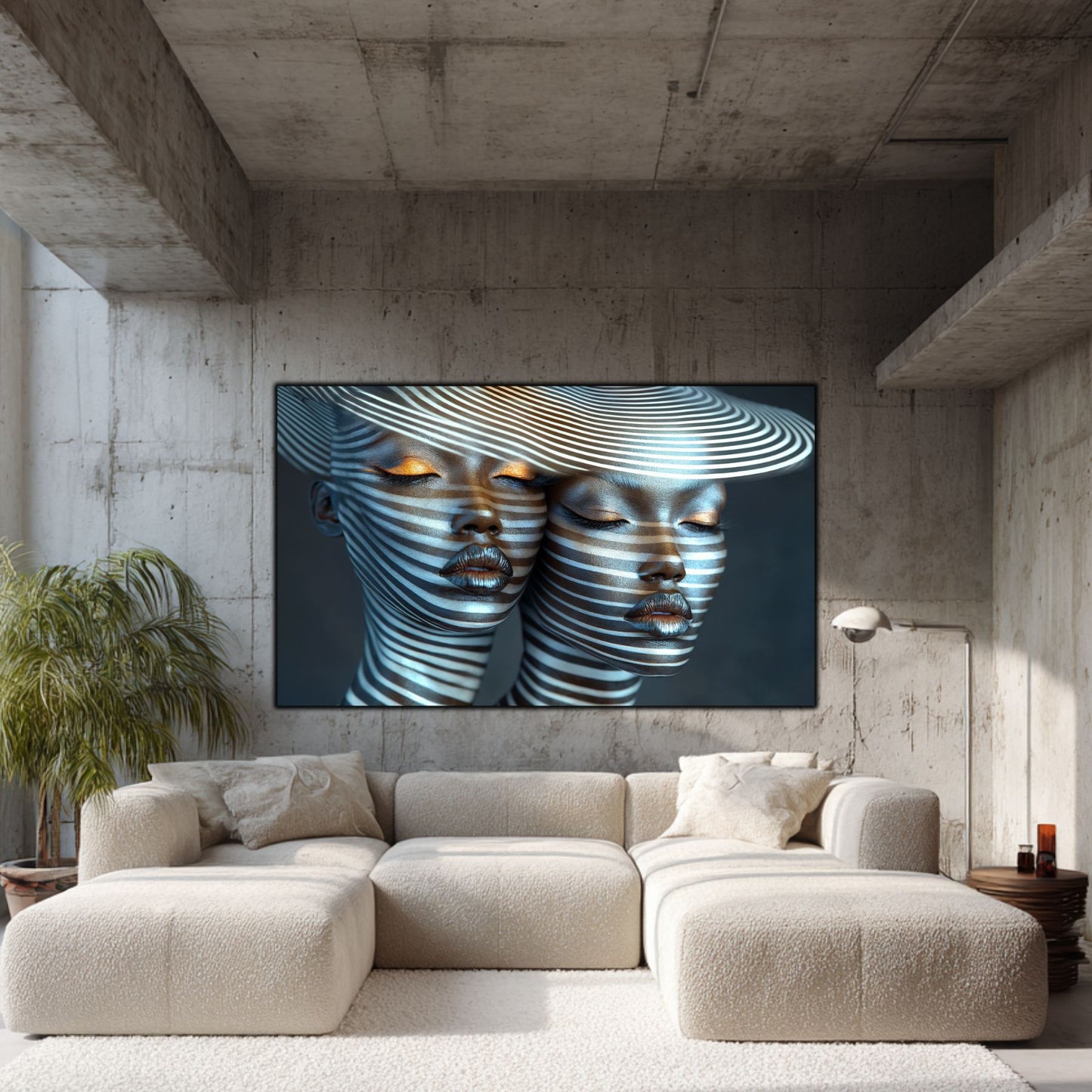 Tablou Modern pt Decorul Livingului - Print UV pe Sticla - „Gemini Souls” - No07