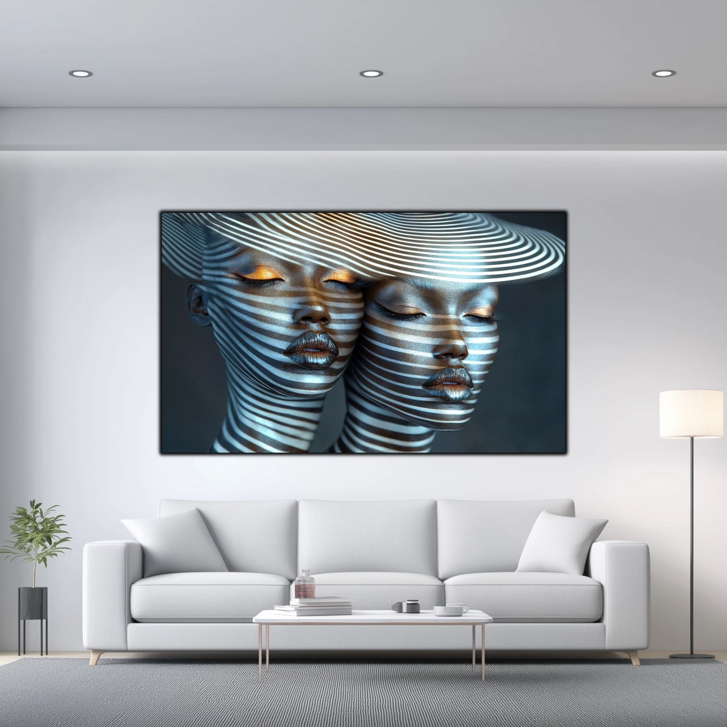 Tablou Modern pt Decorul Livingului - Print UV pe Sticla - „Gemini Souls” - No07