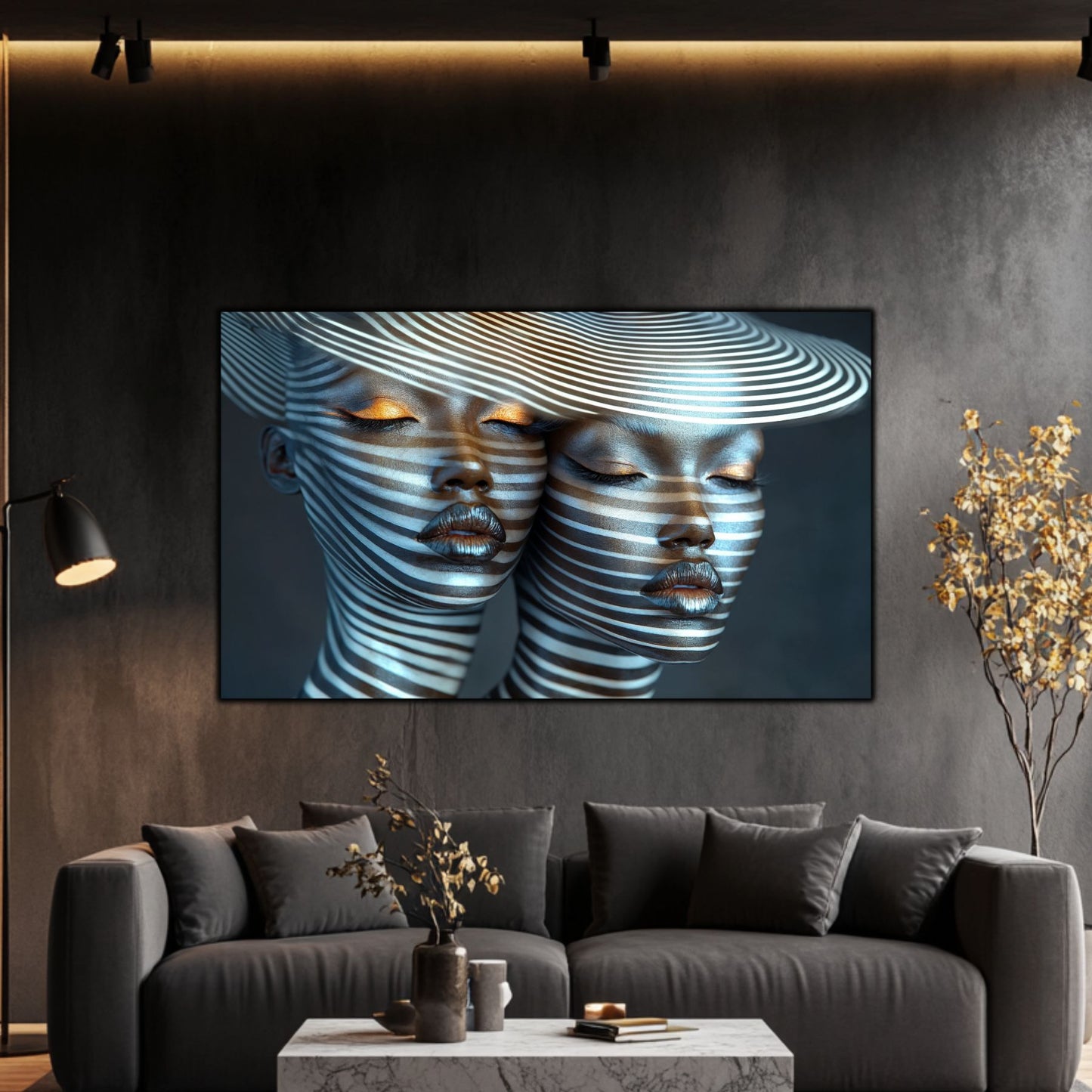 Tablou Modern pt Decorul Livingului - Print UV pe Sticla - „Gemini Souls” - No07