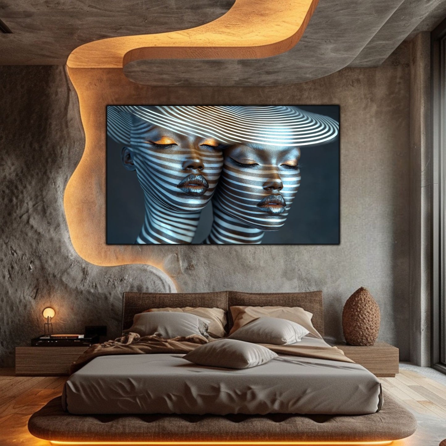 Tablou Modern pt Decorul Livingului - Print UV pe Sticla - „Gemini Souls” - No07