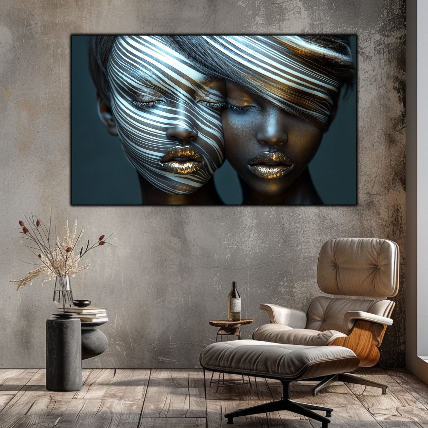 Tablou Modern pt Decorul Livingului - Print UV pe Sticla - „Gemini Souls” - No02