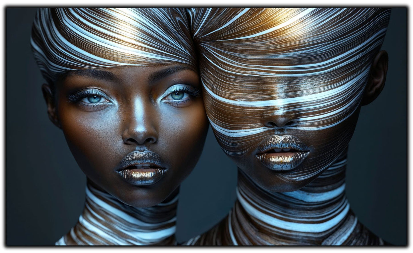 Tablou Modern pt Decorul Livingului - Print UV pe Sticla - „Gemini Souls” - No03