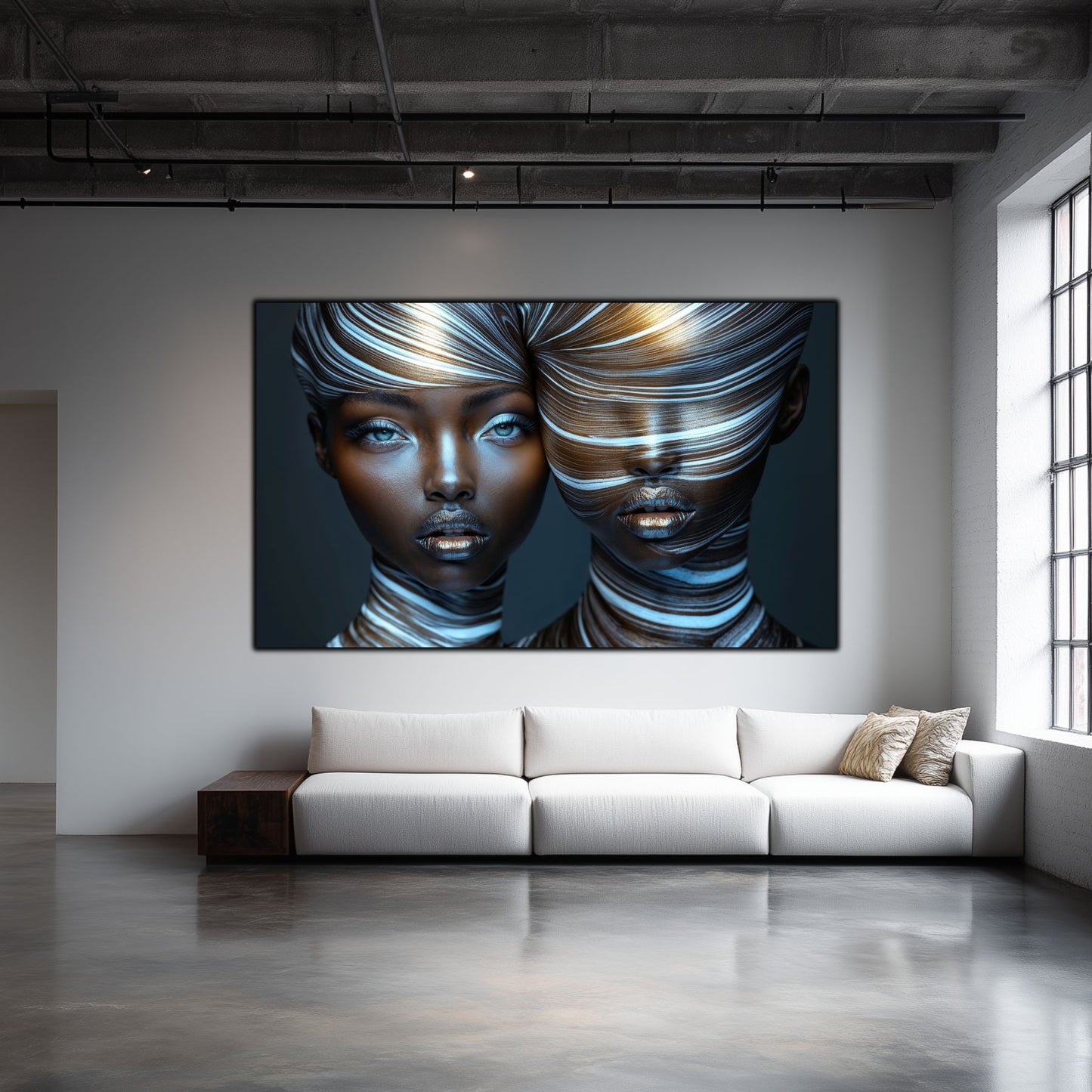 Tablou Modern pt Decorul Livingului - Print UV pe Sticla - „Gemini Souls” - No03